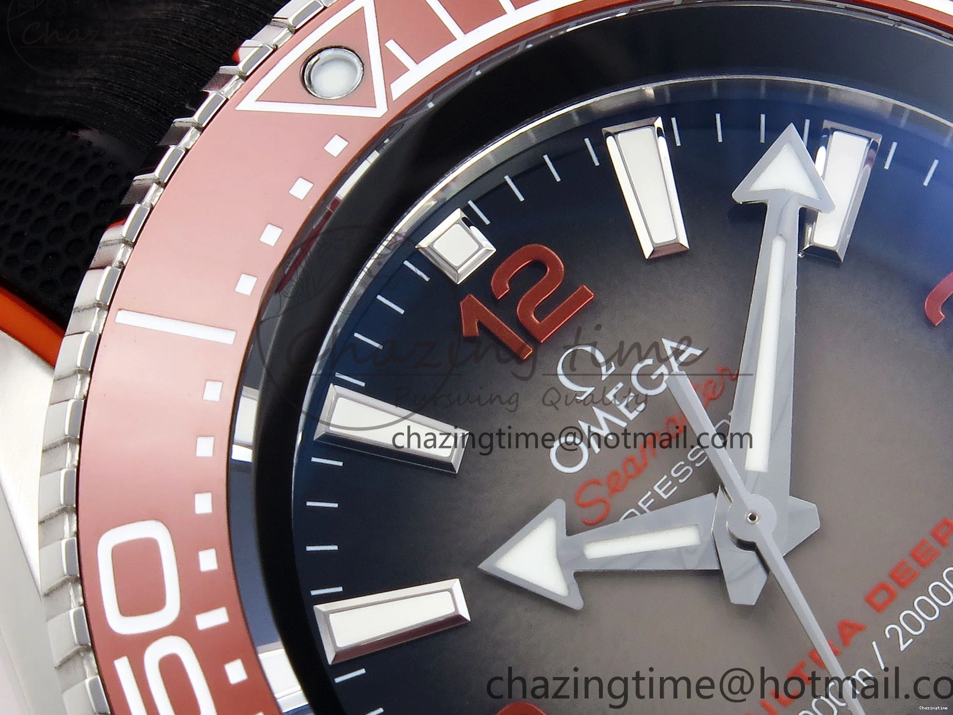 0313 Premium SEAMASTER PLANET OCEAN 6000M ULTRA DEEP 45.5MM SS TF 1:1 BEST EDITION GRAY DIAL ORANGE BEZEL ON RUBBER STRAP A 7761